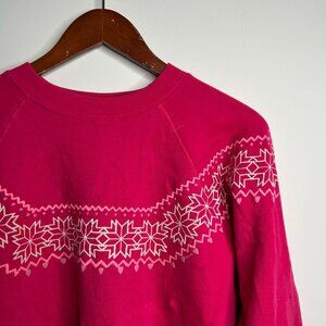80’s vintage Retro pink crewneck sweater with snowflakes size medium